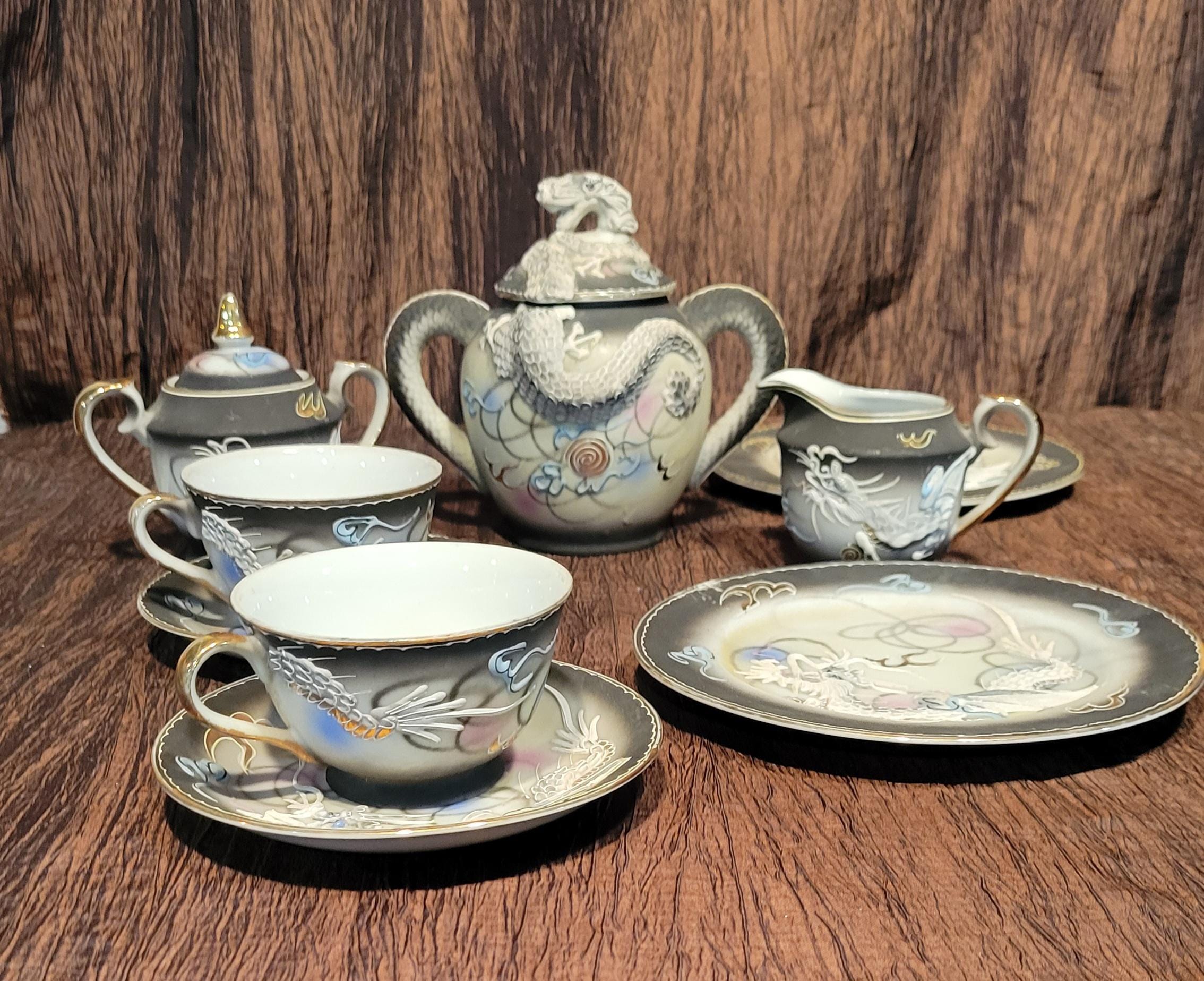 Vintage Moriage Dragonware Tea Set for Two - Etsy