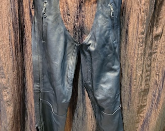 Women's Leather King Black Leather Chaps Waist 33" to 38"