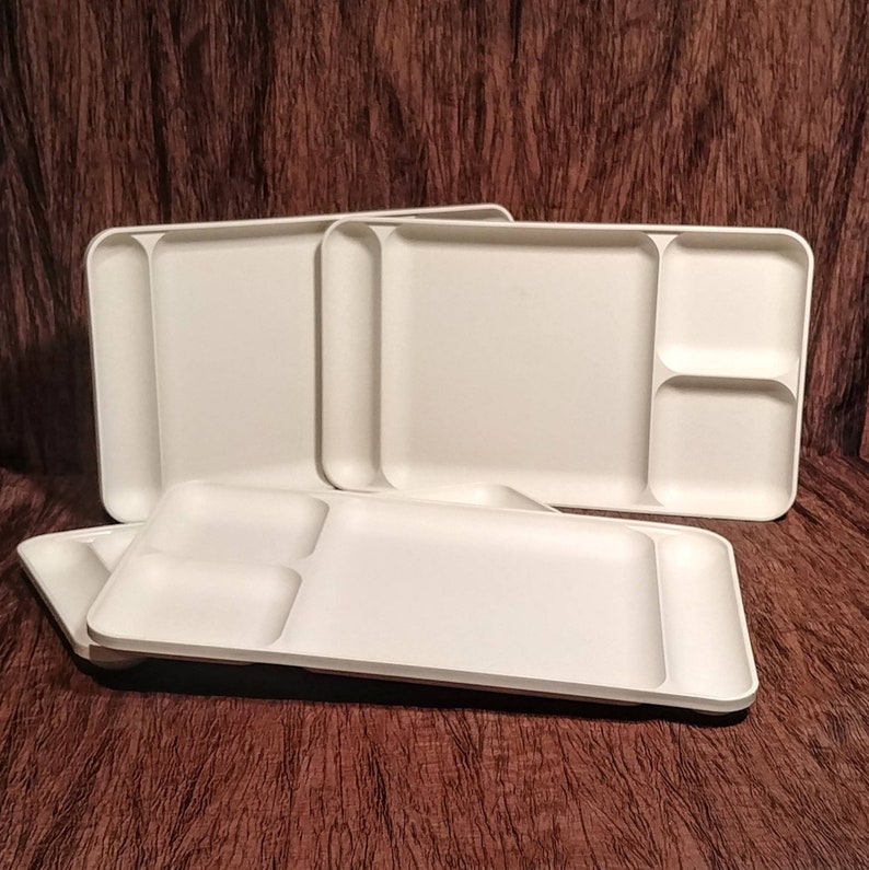 Set Of 4 Tupperware Off White Dinner Trays 15 X Etsy