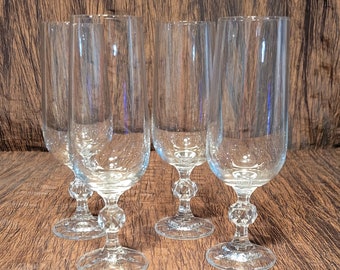 Set of 4 crystal champagne flutes/ glasses, 6 3/4", Claudia by Import Assoc