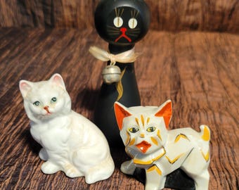 Vintage White Ceramic Cat Figurines: Made in Japan, Set of 3 - Etsy