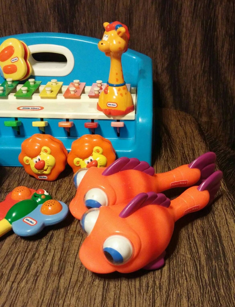 One Lot of Vintage Tiny Tikes and Fisher Price toy musical instruments free shipping