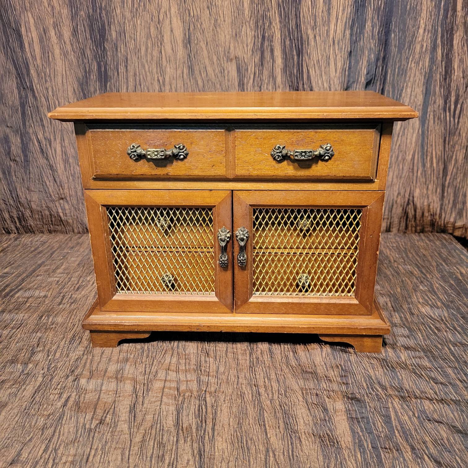 Vintage Apex Quality Musical Walnut Brown Colored Wood Jewelry Box