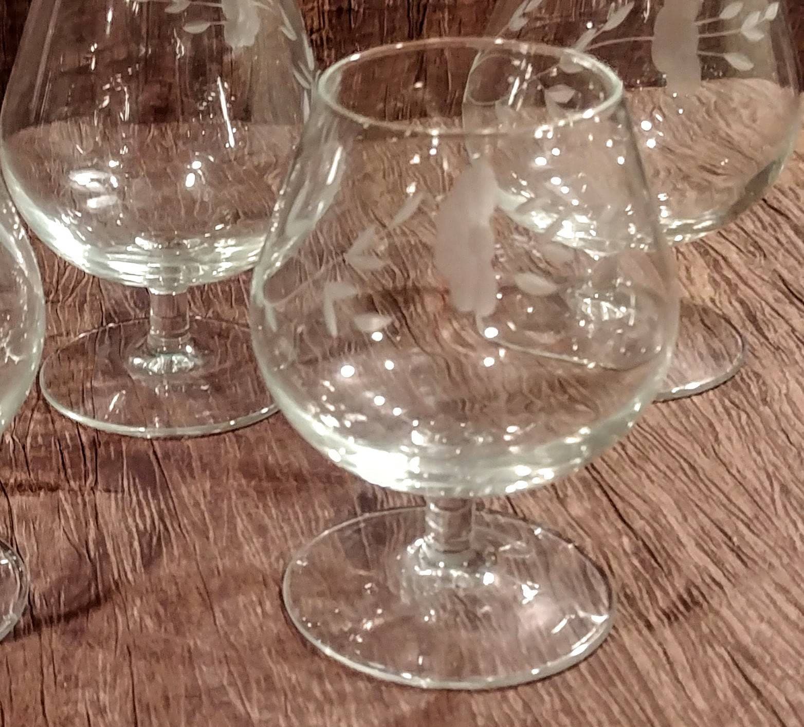 Set of 4 Princess House Heritage Crystal Brandy Snifter Glasses 