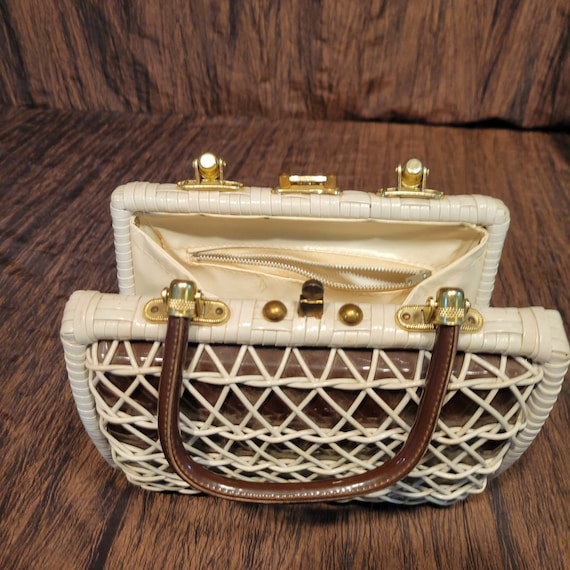 Vintage 1950's plastic basket weave handbag/ purse - image 5