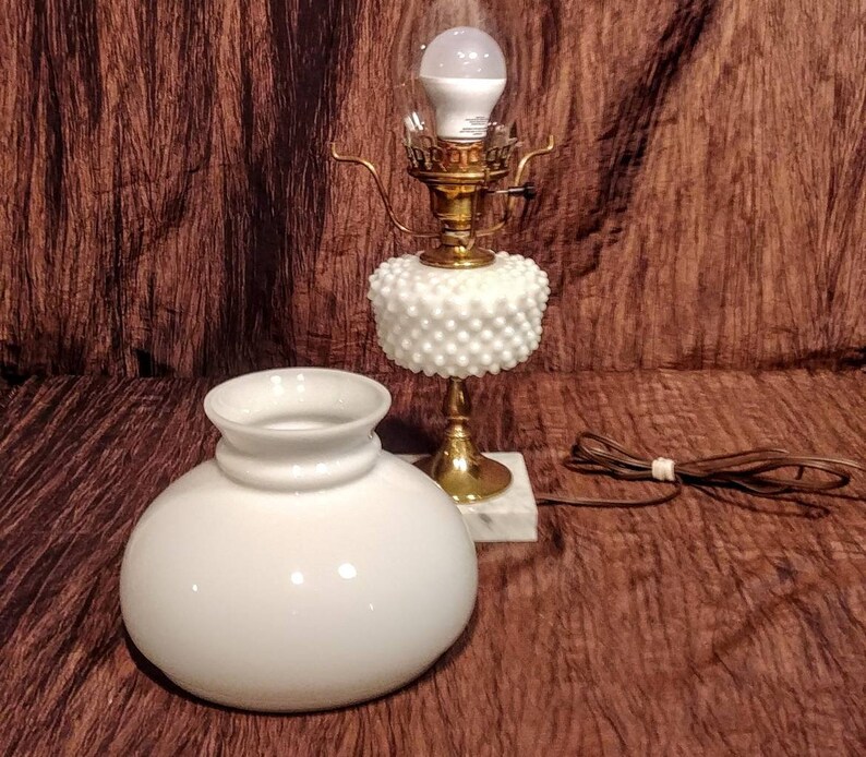 Vintage hobnail electric hurricane lamp free shipping 18 14 tall