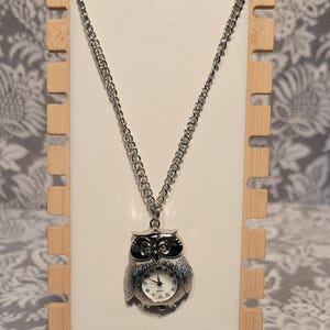 Silver Owl Watch Necklace SALE