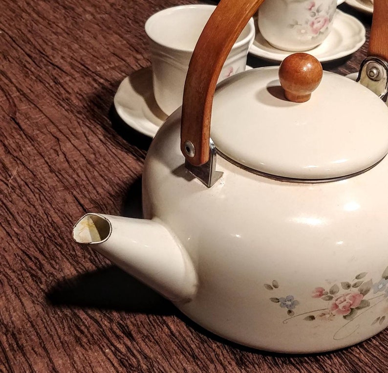 Pfaltzgraff Tea Rose Set of 6 Teacups 6 Saucers and Metal Tea Etsy