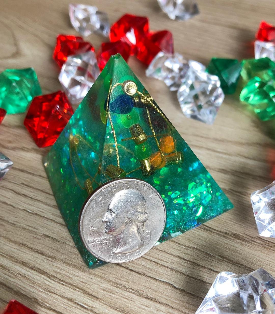 Resin Pyramid Resin Decor Mini Pyramid Christmas Decor Etsy