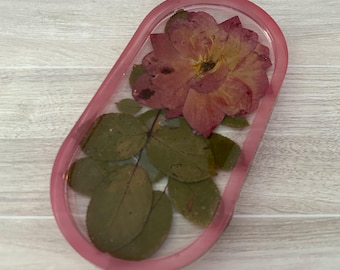 Pressed Rose Resin Tray: Floral Dish