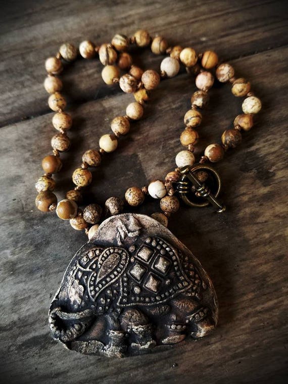 Essential Oil Elephant Beaded Necklace