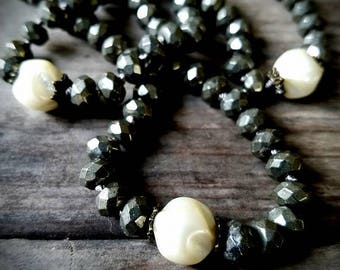 Pyrite and Pearl Choker