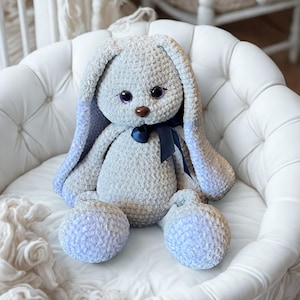 Crochet Bunny Toy – Handmade 14” Amigurumi Rabbit – Baby Shower Gift – Soft Plush for Nursery – First Stuffed Animal for Baby or Toddler