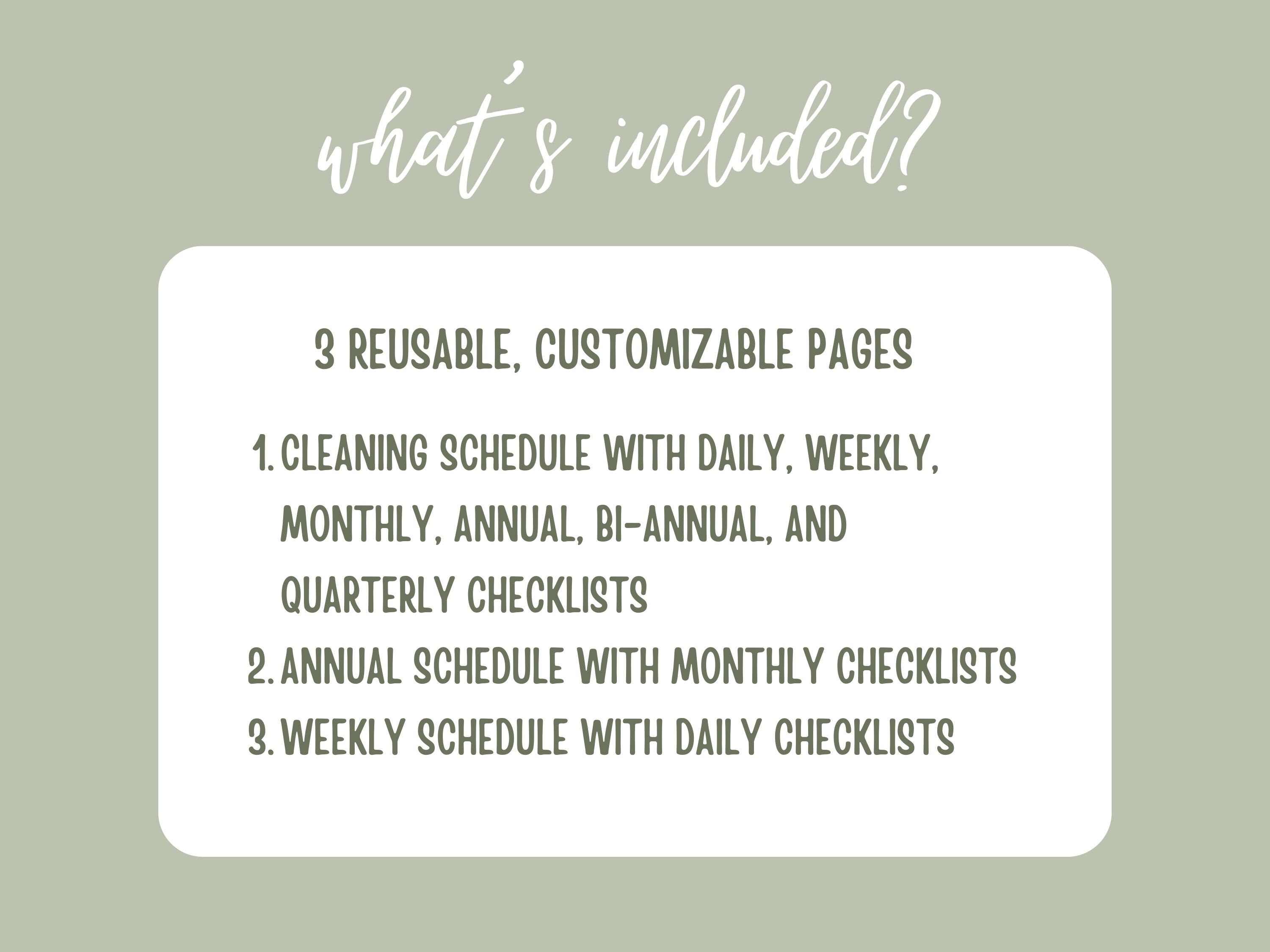 Editable Cleaning Checklist Schedule Planner Canva Template Daily ...
