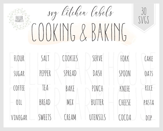Kitchen Cooking Baking Svg Bundle 30 Rae Dunn Font Words Etsy