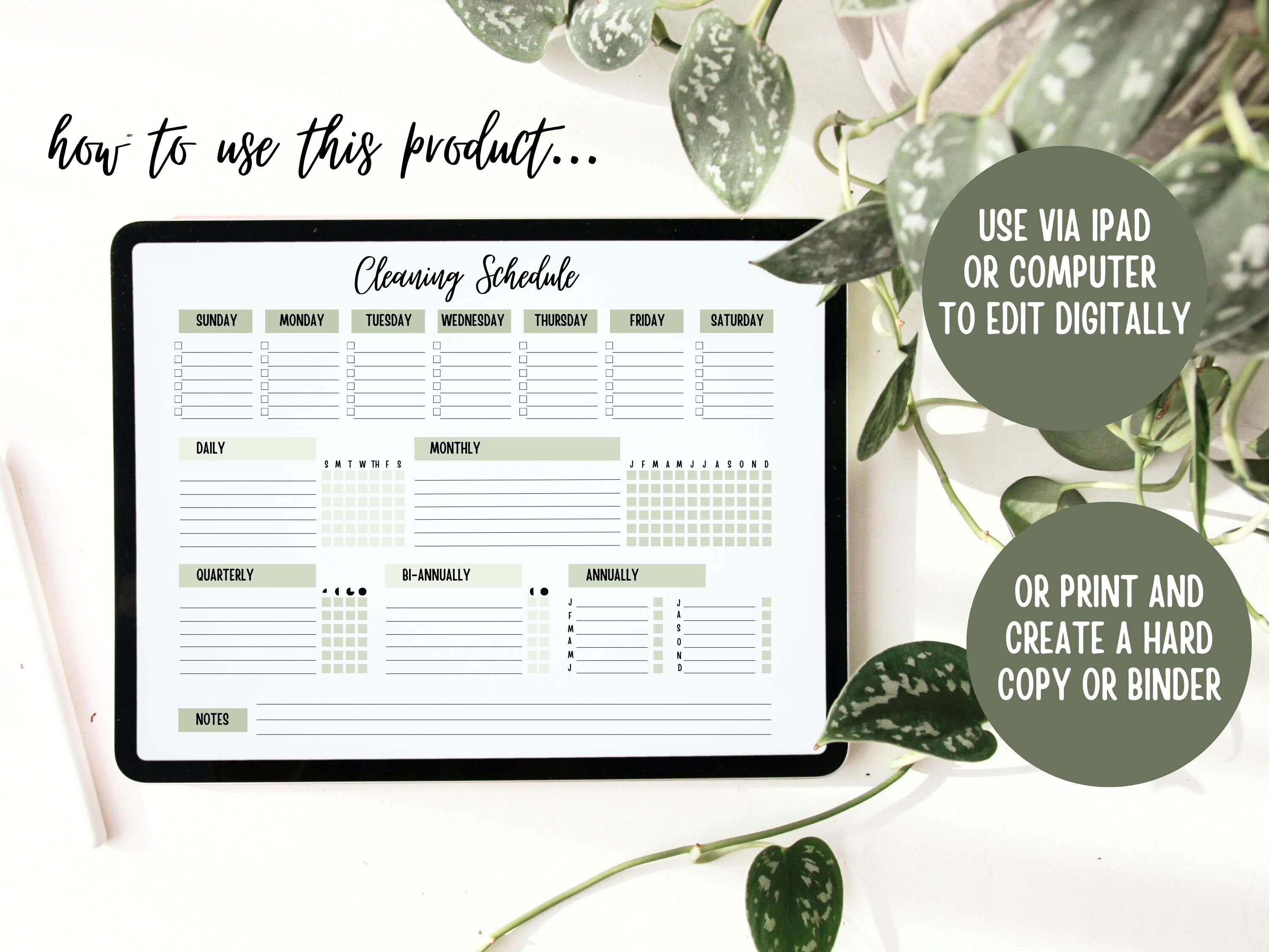 Editable Cleaning Checklist Schedule Planner Canva Template Daily ...