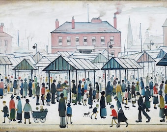 L S Lowry Market Scene, Northern Town, 1939