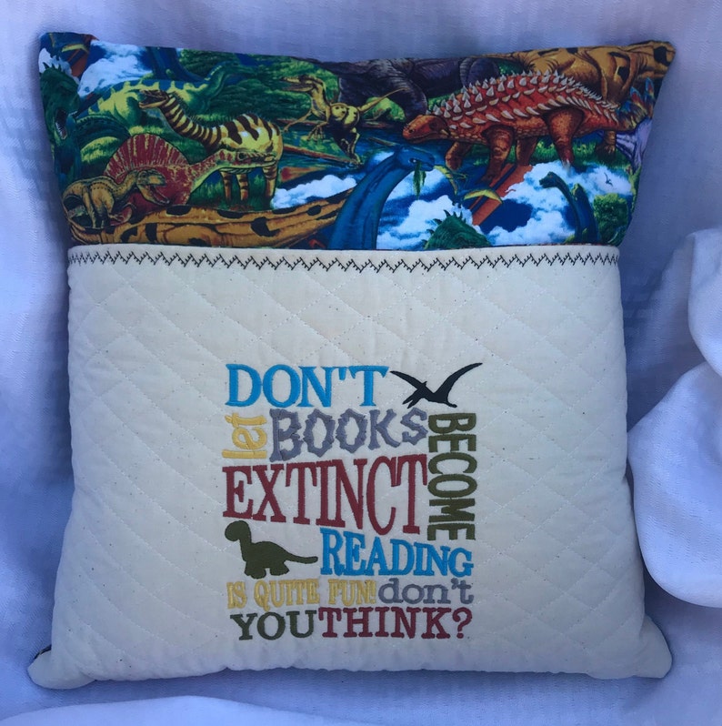 Dinosaur Reading Pillow Reading Pillow Pocket Pillow Etsy