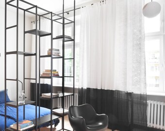 White Curtains With Gray Linen Scandinavian Design Vegan Etsy