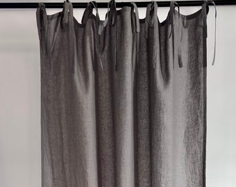 Linen Curtain Grey, Tie Top Curtain Panel, Grey Linen Curtain, Living Room Linen Curtain, Custom Curtain Panel, High Quality Linen Curtain