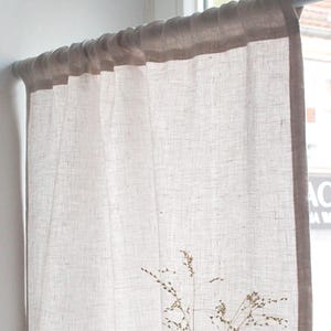 Hellgrauer Leinen Cafe Vorhang: Halb durchsichtiger Küchenvorhang