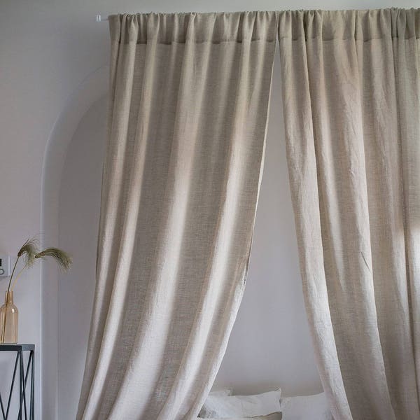 Linen Curtains, Window Panel Curtains, Sheer Linen Panel, Custom Curtains, Canopy Bed Panels, Rod Pocket Curtain, Linen Drapes