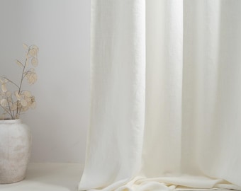 Ivory Heavy Linen Curtain: Flax Living Room Drapes