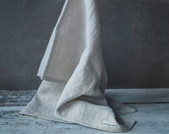 Natural Linen Kitchen Towel, Rustic Hand Towel, Set of 2