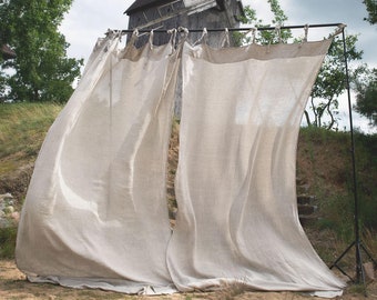 ホワイトリネンカーテンパネル：タイトップ、セミシアー、ファーム