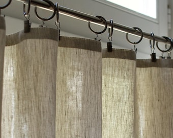 Oatmeal Linen Cafe Curtain: Light Filtering Kitchen or Bathroom Panel