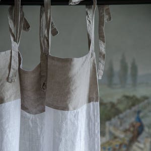 Linen Curtains, White Linen Curtain, Sheer Linen Panel, Custom Curtains, Window Panel Curtain, Sheer Cafe Curtain, Top Ties Linen Curtains