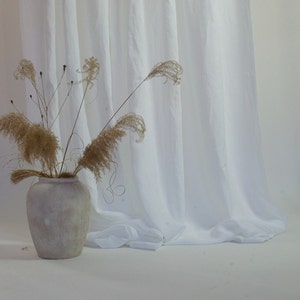 White Linen Curtain, Wide Linen Curtain, Curtain for Living Room Farmhouse, White Curtain Panel, Modern Curtain, Wide Window Curtain Panel