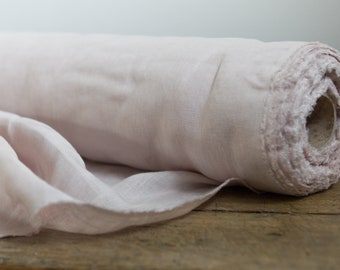 Pink Linen Fabric by The Yard, Washed Flax OEKO-TEX Certified