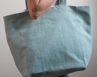 Fabric Tote Bag, Green Shoulder Bag, Beach Big Bag, Tyvek Tote Bag, Double- Sided Canvas Tote Bag, Minimal Tote Bag, Tote Bag With Pocket