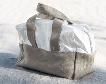 Natural Linen Zipper Makeup Bag, Canvas Cosmetic Bag in Modern Rustic Style, Linen Zipper Pouch, Linen Travel Bag, Linen Toiletry Bag