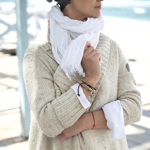 Softend Linen White Scarf, Summer Gift for Her, Long Linen Scarf Unisex, Linen Soft Thin Shawl, Whie Linen Shawl, Washed Linen Scarf