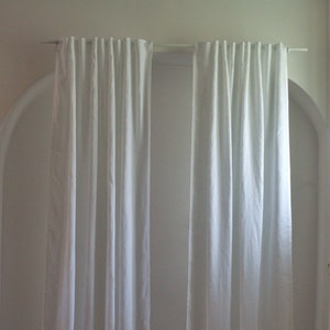 Rideau en lin blanc, rideau de panneau de lin de fenêtre, ruban de titre multifonctionnel de rideaux de lin, rideaux de fenêtre en lin blanc personnalisés, panneau de lin image 3