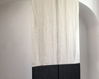 17 x 29 Natural Coco Coir Doormats for Front Door Bundle Natural Linen Blended Door Curtain 26 x 68 inches, 2 Panel, Angora 