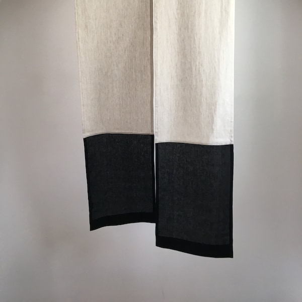 Japanese Linen Noren, Linen Noren Curtain, Double Color Room Divider, Linen Door Curtain in Double Color, Burlap Doorway Curtain, Noren
