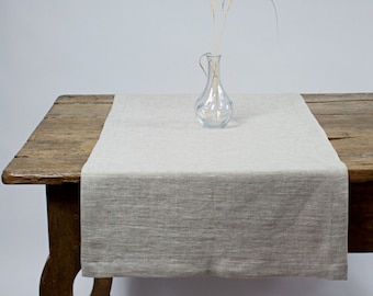 Linen Table Runner in Oatmeal Color, Natural Linen Table Runner, Rustic Heavy Linen Table Runner, Rustic Style Kitchen Decor, Custom Decor