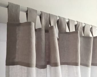 Gardinen aus Leinen, Gardinen mit Laschenverschluss aus Leinen, Gardinen in Sondergröße, Gardinen aus gewaschenem Leinenstein, Gardinen