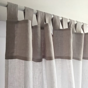 Sheer Linen Curtains, Tab Top Curtains made out from Sheer Linen, Custom Size Curtains, Stone Washed Linen Curtains, White Linen Curtains