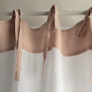 Tie Top Sheer Linen Curtains, White Linen Curtain Panels, Girl Nursery Curtains i Romantic Style, Pink Linen Curtains, Romantic Drapes