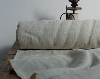 Schwerer Leinen Stoff in Beige: Rustikales Home Decor Nähen - Oeko-Tex Zertifiziert