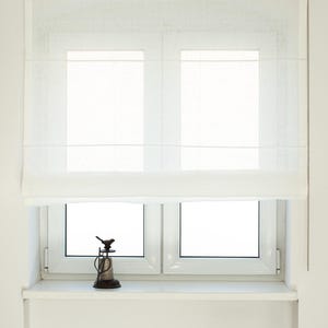 Custom Linen Roman Shade: Sheer Muslin Blind, Made to Measure