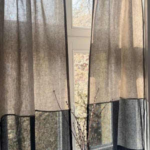 Linen Cafe Curtain for Kitchen, Cafe Curtains Natural, Rod Pocket Cafe Curtains, Kitchen Curtains, Linen Cafe Curtains with Rings
