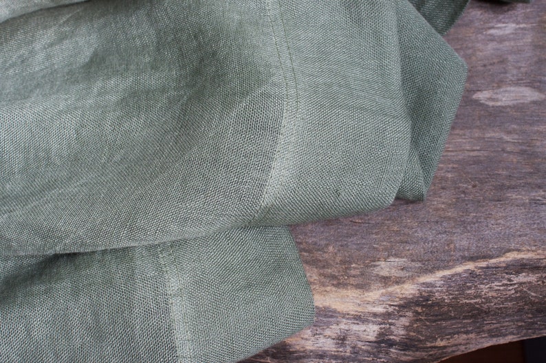 Green Linen Curtain in simple Style, Sheer Linen Curtain in Green Color, Linen Curtain Panel, Rod Pocket Linen Panel, Clips Linen Drapes image 6