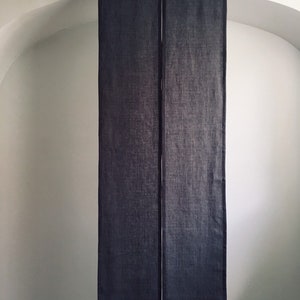 Linen Noren in Dark Color, Door Curtain in Simple Style, Linen Japan Noren, Doorway Curtain Made From Linen, Navy Noren Curtain, image 1