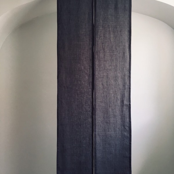 Linen Noren in Dark Color, Door Curtain in Simple Style, Linen Japan Noren, Doorway Curtain Made From Linen, Navy Noren Curtain,