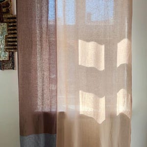 Three-Tone Linen Curtain: Custom Korean Bojagi Patchwork